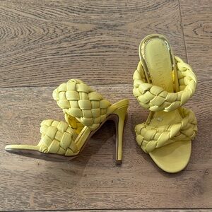 Yellow Braided High Heel Sandals
